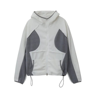 Raw Color Block Fleece Zip-up Hoodie