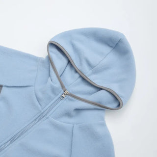 Raw Color Block Fleece Zip-up Hoodie