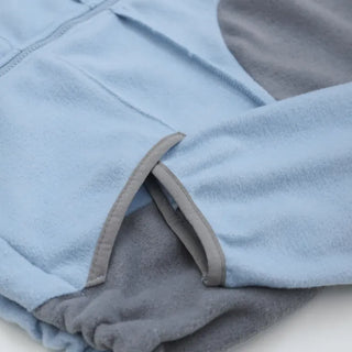 Raw Color Block Fleece Zip-up Hoodie