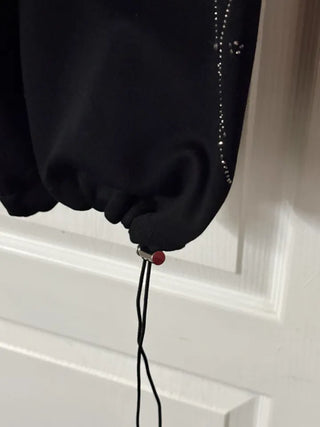 Side Cubic Stone Wide String Training Pants