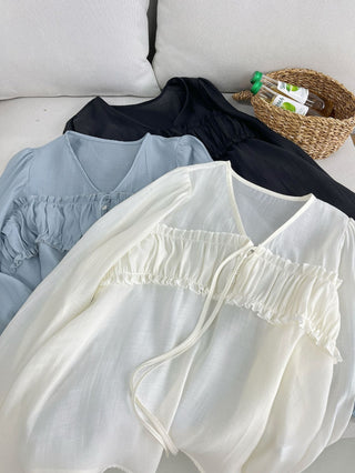 Pleated chiffon Top