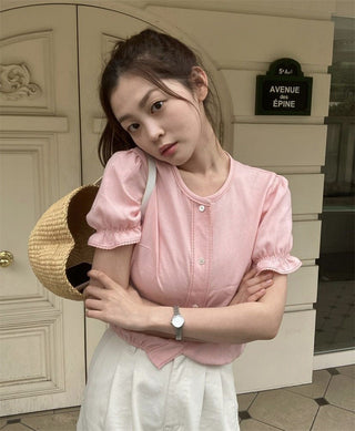 Lace puff shirt