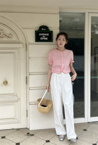 Lace puff shirt