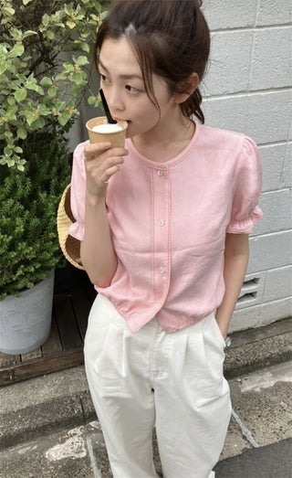 Lace puff shirt