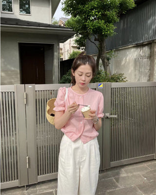 Lace puff shirt