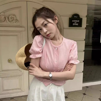 Lace puff shirt