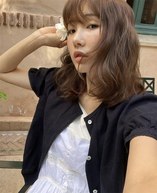 Lace puff shirt