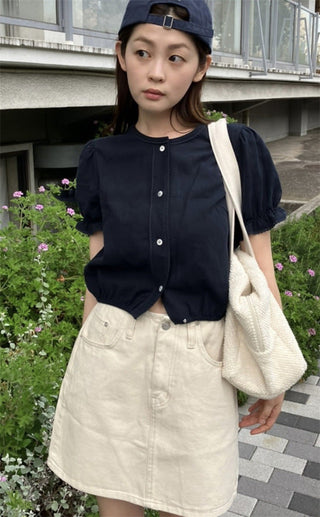 Lace puff shirt