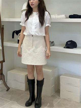 Lace puff shirt