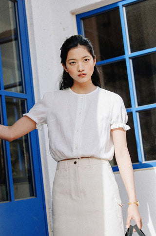 Lace puff shirt