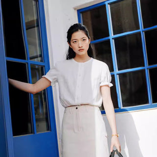 Lace puff shirt