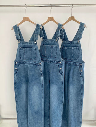 Denim suspender pants
