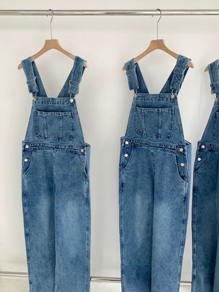 Denim suspender pants