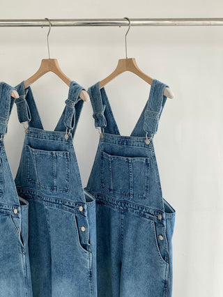 Denim suspender pants