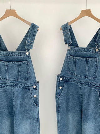 Denim suspender pants