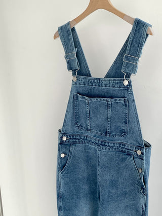 Denim suspender pants