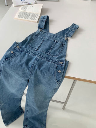Denim suspender pants