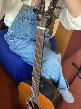 Denim suspender pants