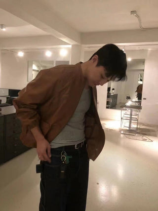 Zipper leather coat