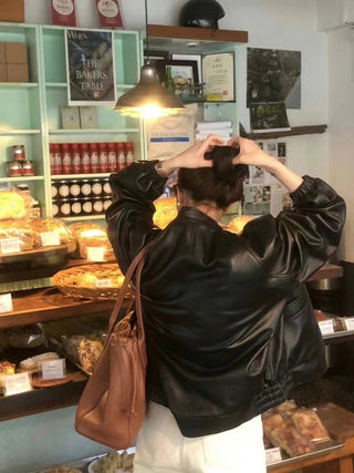 Zipper leather coat
