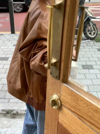 Zipper leather coat