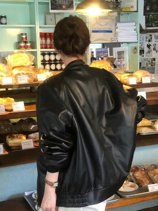 Zipper leather coat