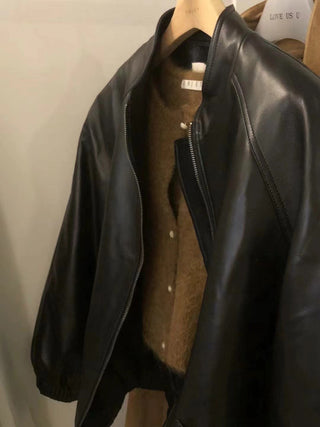 Zipper leather coat