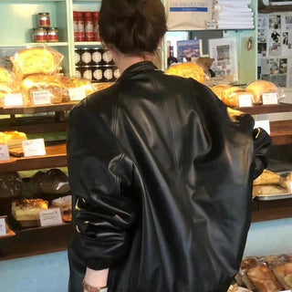 Zipper leather coat