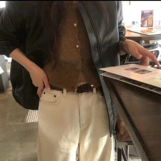 Zipper leather coat