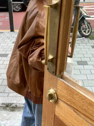 Zipper leather coat