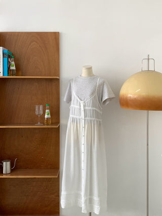 Embroidered suspender skirt