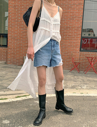 Embroidered suspender skirt