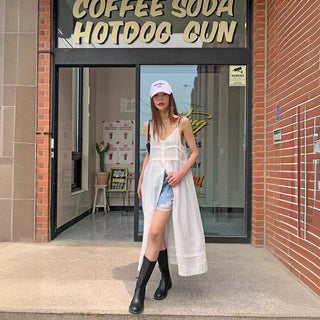 Embroidered suspender skirt