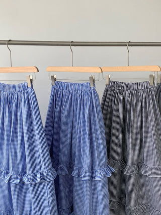 Plaid wood ear skirt