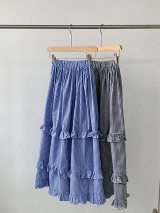 Plaid wood ear skirt