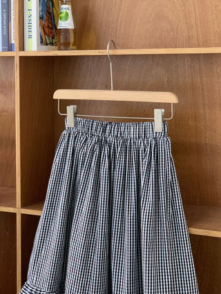 Plaid wood ear skirt