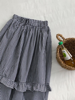 Plaid wood ear skirt