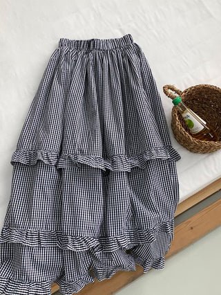 Plaid wood ear skirt