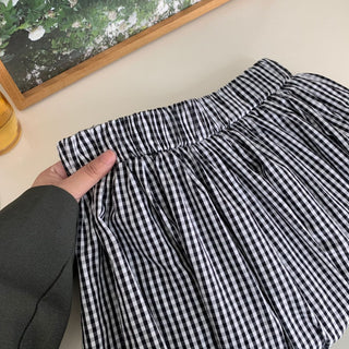 Plaid wood ear skirt