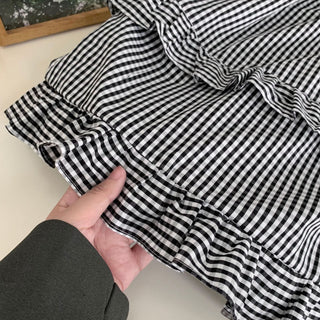 Plaid wood ear skirt