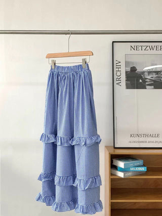 Plaid wood ear skirt