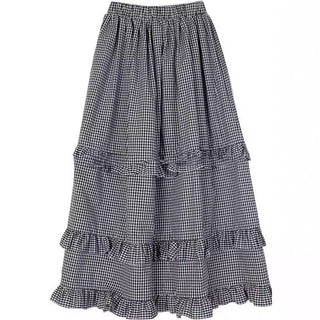 Plaid wood ear skirt