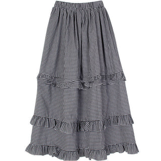 Plaid wood ear skirt