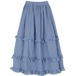 Plaid wood ear skirt