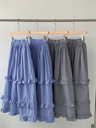 Plaid wood ear skirt