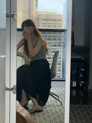 Pleated lace skirt