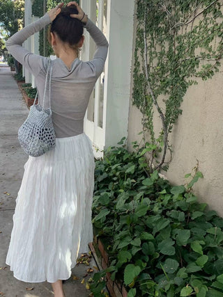 Pleated lace skirt