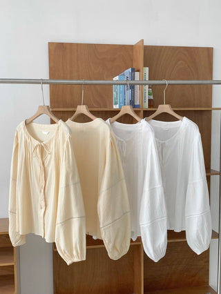 Drawstring pleated shirt