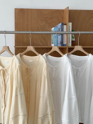 Drawstring pleated shirt