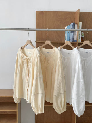 Drawstring pleated shirt